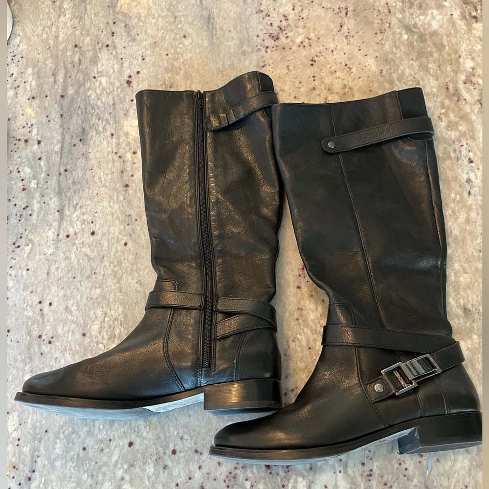 Black Leather Knee-High Boots